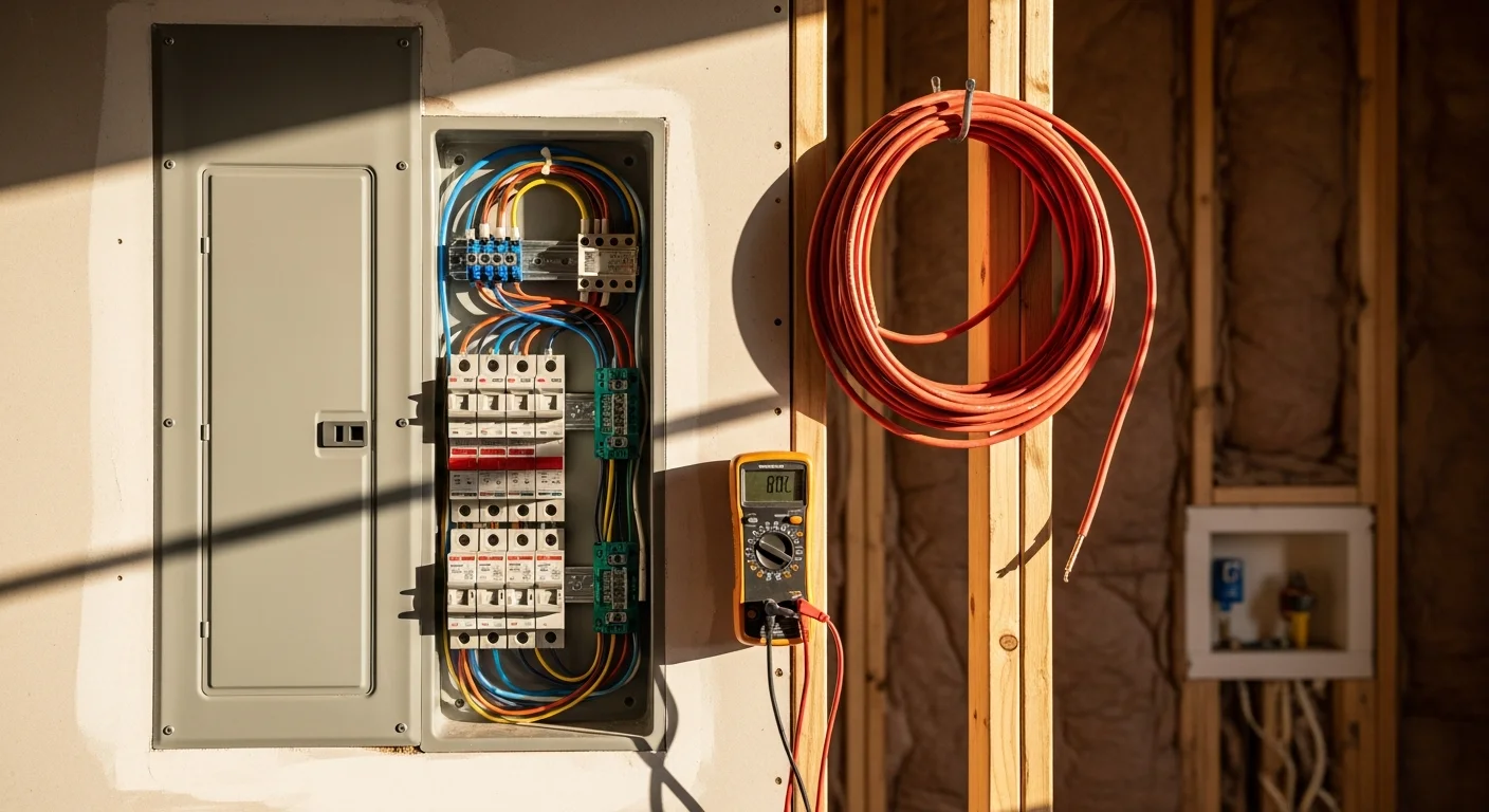 Electrician installing wiring in a home