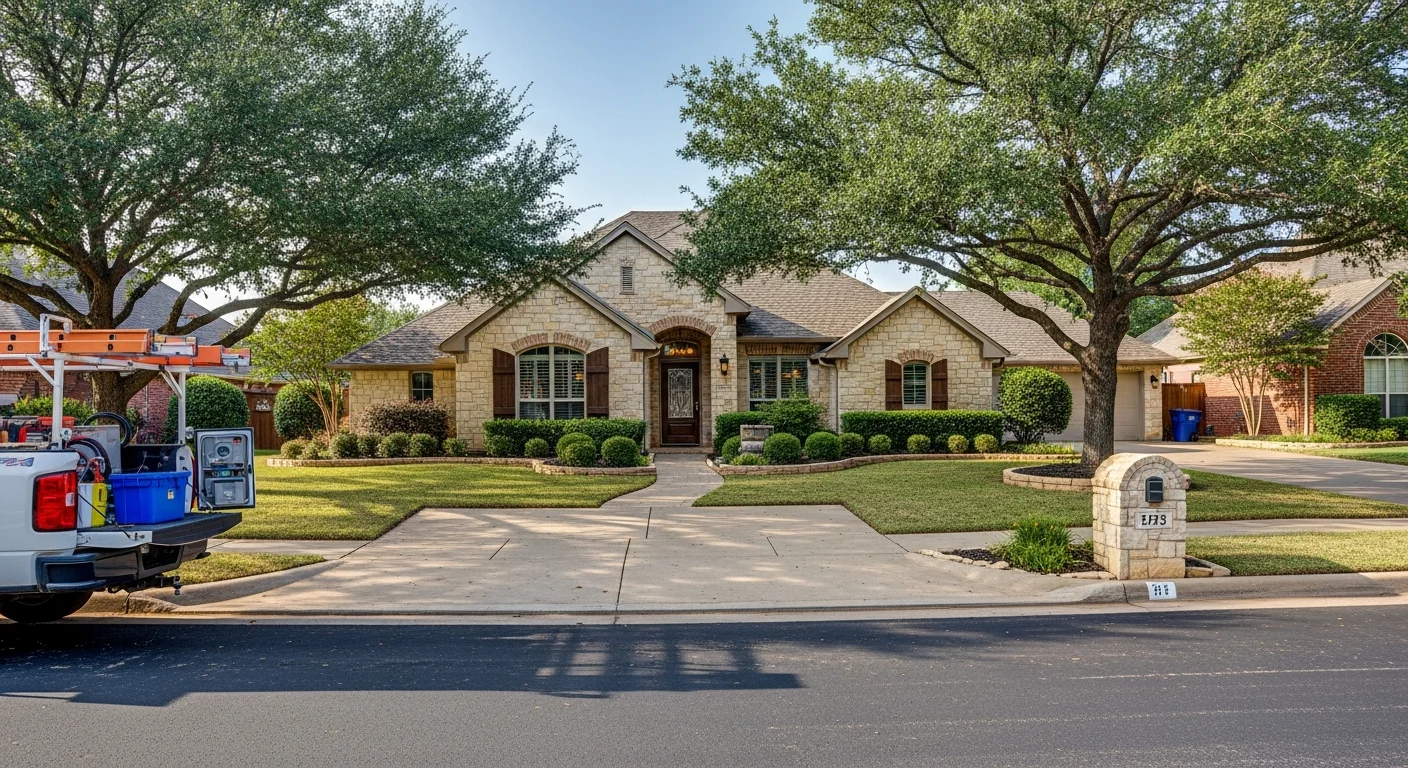 Residential home in Edmond with mature landscaping and clear driveway access typical of north Oklahoma City suburbs.