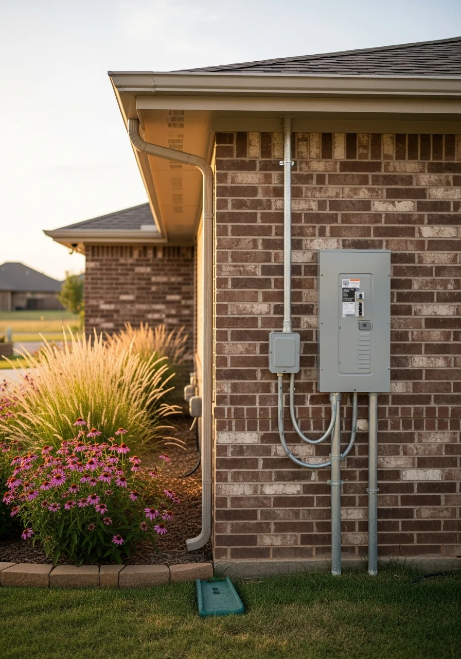 Detail of professional work on a Mustang property showcasing quality craftsmanship on newer construction.